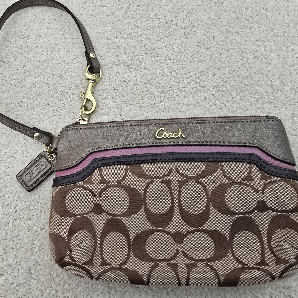 Coach Brown and Purple Wristlet